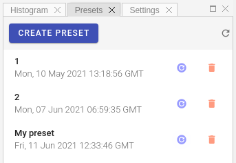 Project presets list